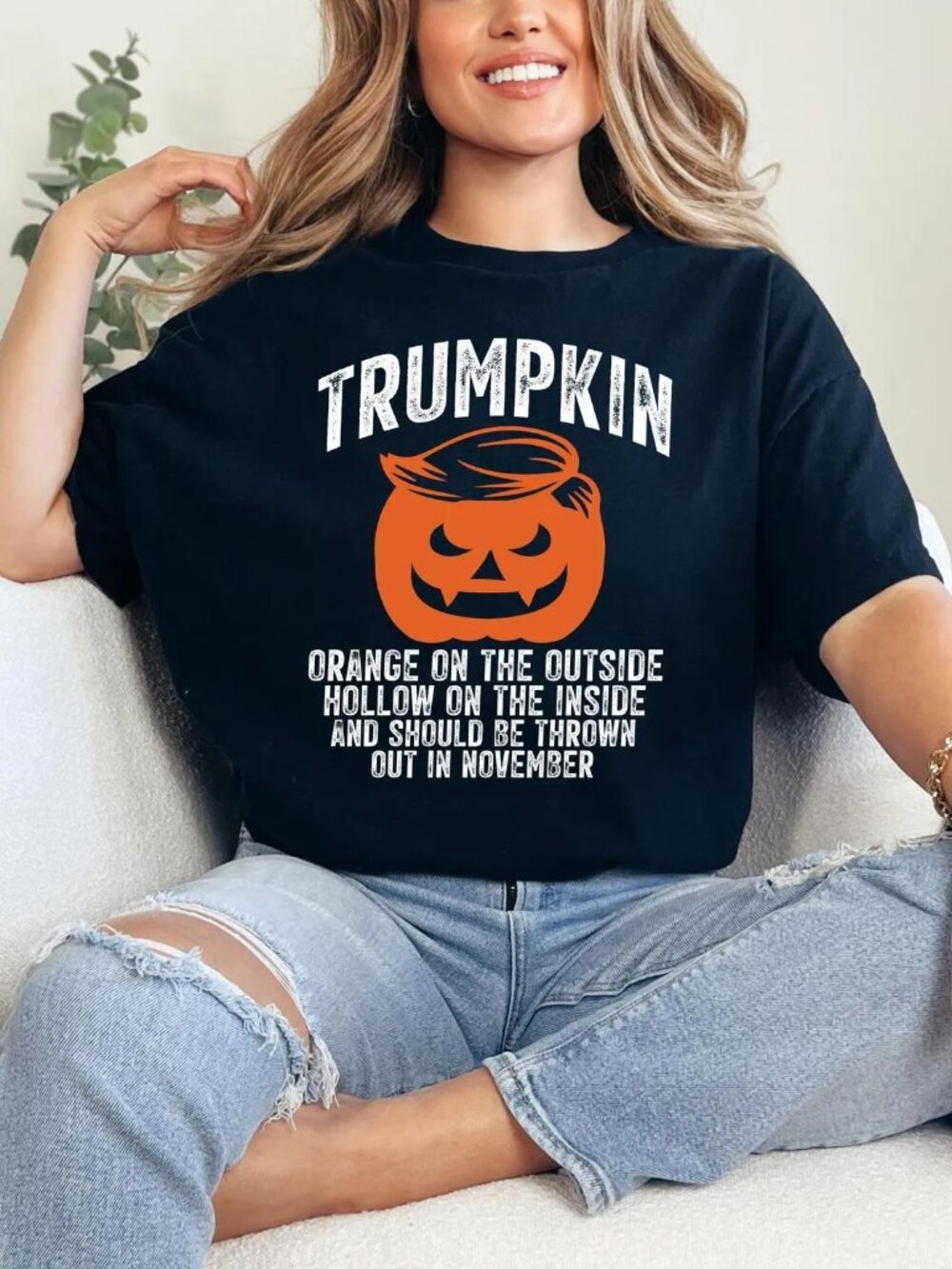 Funny Trumpkin Halloween Tee Political Pumpkin Costume Shirt